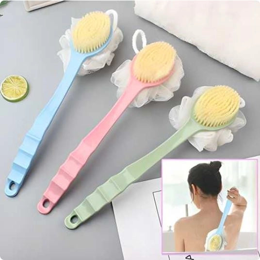 Body Bath Brush With Deep Cleaning and Loofah Long Handle (Pack of 2)